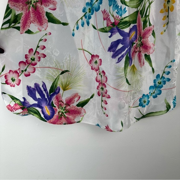 Morgan Taylor Intimates Slip Dress Size Medium White Floral Satin Y2K Girlcore - Picture 4 of 9